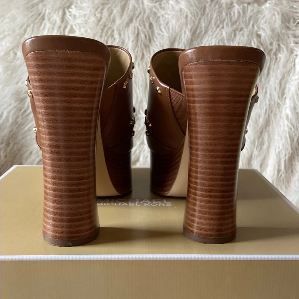 🔥 NWT 🔥 Michael Kors Jagger Platform Mule, Luggage, Size 9 - Picture 10 of 14